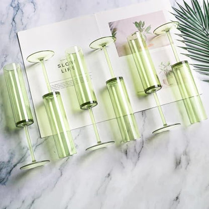 12 PCS Green Champagne Flutes Plastic 5.4OZ Clear Acrylic Champagne Glasses Long Stem Champagne Flutes Sparkling Wine Glasses Sage Green Champagne Glasses FOR Wedding Cocktail Cups Cava Prosecco - color: Sage, size: 12 Pack
