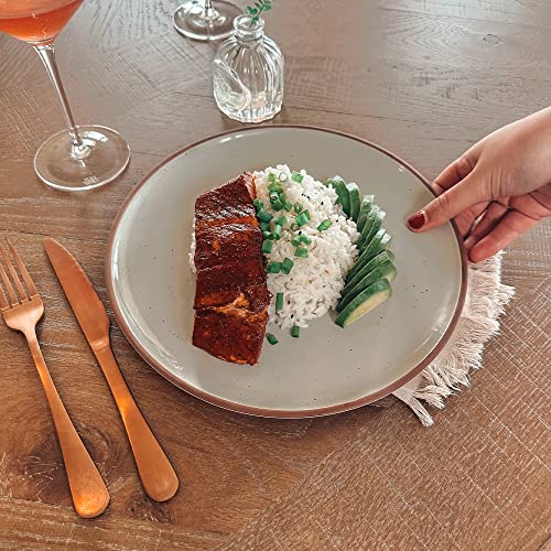 Mora Ceramic Dinner Plates Set of 6, 10 inch Dish Set - Microwave, Oven, and Dishwasher Safe, Scratch Resistant, Modern Rustic Dinnerware- Kitchen Porcelain Serving Dishes - Earl Grey - color: Earl Grey