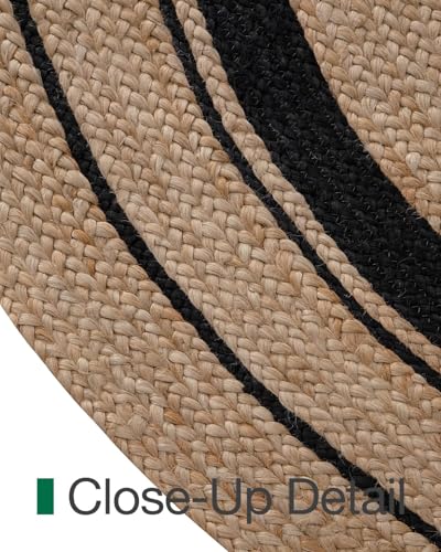 LUMI 4' Round Natural Jute Area Rug, Braided Farmhouse Rug - color: Maple Mist, size: 4'x4'