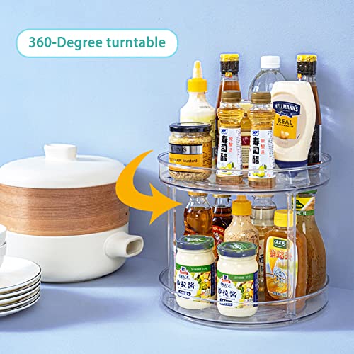 URALFA 2 Tier Lazy Susan Turntable, 9 Inch Clear Organizer for Cabinet | Acrylic Rotating Spinning Storage Rack, Plastic Multi-layer Shelf for Spice Rack, Fridge, Bathroom, Pantry - size: 9 Inch / 2 Tier / 1 Pack
