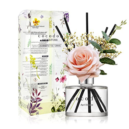 COCODOR Rose Flower Reed Diffuser/April Breeze/6.7oz(200ml)/1 Pack/Reed Diffuser, Reed Diffuser Set, Oil Diffuser & Reed Diffuser Sticks, Home Decor & Office Decor, Fragrance and Gifts - size: Rose/6.7Ounce/1Pack