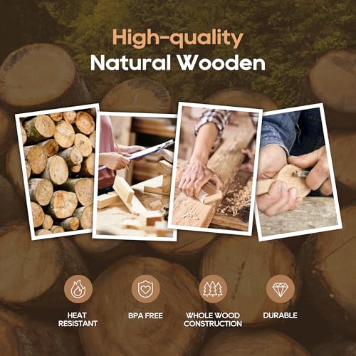 5 PCS Wooden Spatula Set, Natural Teak Wooden Spoons for Cooking, Nonstick Cookware Safe Kitchen Utensils Set, Durable & Elegant Cooking Utensils Gift Set