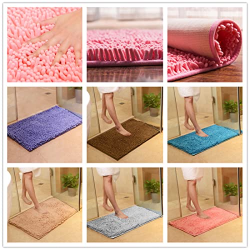 Chenille Bath Rug Non Slip Quick Dry Shag Solid Mat for Bathroom Tub, Machine Washable, Blue Purple,16"×24" - color: Blue Purple, size: 1'4" x 2' (Rectangular)