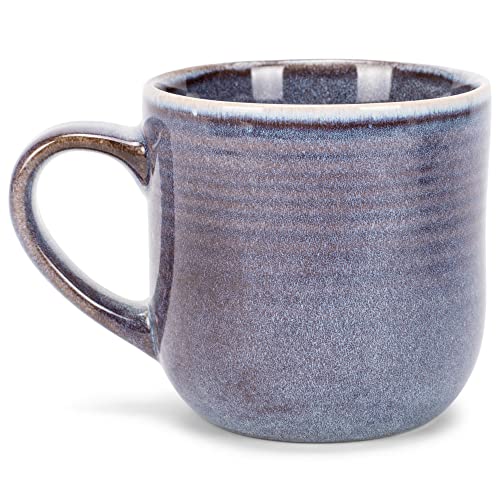 Elanze Designs Glossy Reactive Glaze Large 17 Fluid Ounce Everyday Kitchen Food Grade Ceramic Stoneware Coffee Mug Cup with Comfort Curved Handles, Set of 4, Purple Ombre Blue - color: Purple Ombre Blue