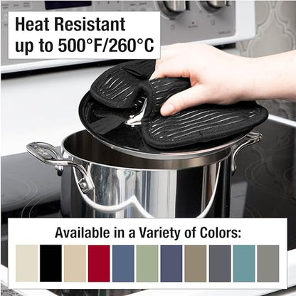All-Clad Premium Pot Holder & Hot Pad: Heat Resistant to 500 Degrees - 100% Cotton, 10""x6.25"" Hot Pad for Kitchen and Barbeque, (2-Pack), Black - color: Black, size: 2 Pack