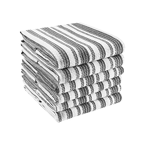 LFH Home Soft Cotton Dish Towels Premium Absorbent Kitchen Towels for Cleaning Drying and Wiping Counters Decorative Tea Towels Stylish and Fade Resistant Drying Dishes Easy to wash 18x28Inch-Charcoal - color: Charcoal, size: 18x28 - Pin Stripe