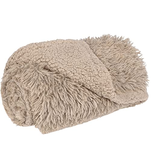 PetAmi Waterproof Dog Blanket for Couch, Bed & Furniture,Reversible Sherpa & Faux Fur Pet Blanket, Leakproof Blanket for Puppy Cat, Washable Soft Calming Pet Couch Protector (29x40, Taupe) - color: Taupe, size: Medium (29x40)