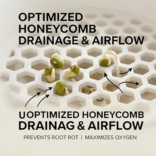 Honeycomb Sprouting Trays for Mason Jars, 3-Pack Seed Starter | Deep, medium, shallow depths, PLA material, soil-free use for beans, grains, herbs, kitchen counters