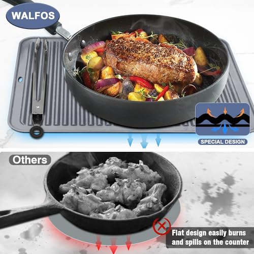 Walfos Large Silicone Trivet 16x12 Inch, Hot Pads for Kitchen, Heat Resistant Pot Holders Trivets for Hot Dishes, Hot Pots and Pans, Quartz Countertops, Gray - style: 16x12in, 1 Grey XXL Trivet