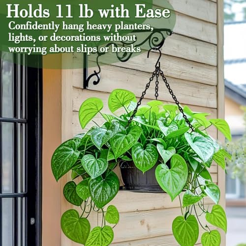 RAINFLOW 15PCS Hanging Plant Chain - Heavy Duty Hanging Basket Chain | Black Metal Chains for Hanging Plants, Birdbaths, Bird Feeders, Lanterns, Baskets, Indoor Outdoor Garden Decor