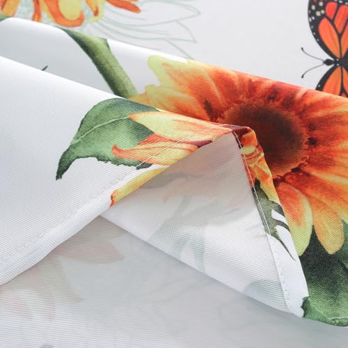 SASTYBALE Sunflower Tablecloth, White, 60x120 Inch Rectangle | Polyester, Spill-Proof, Dust-Proof, Wrinkle-Free, Spring Summer Garden Parties - color: Sunflowers, size: 120" x 60" (Rectangular)