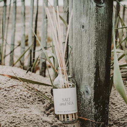 Sweet Water Decor Salt and Sea Reed Diffuser Set - Sea Salt, Citrus, Musk, and Amber Summer Scented Diffuser - Scent Diffusers for Home, Long Lasting Fragrance, Made in the USA - style: Salt + Sea