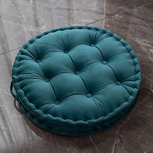 24" Round Floor Pillow with Handle Velvet Seat Cushion for Floor Peacock Thick Yoga Meditation Cushion Large Floor Pillow Home Decor - color: Peacock