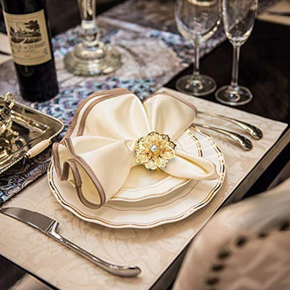 KPOSIYA Flower Napkin Rings Holder Metal Gold Napkin Rings Set of 12 for Wedding Party Holiday Banquet Christmas Dinner Delicate Serviette Buckles Decor Favor (12, Flower-Gold) - size: 12 pcs, style: Gold