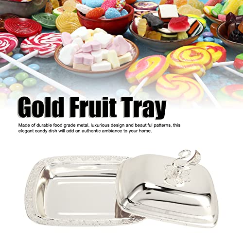 Stainless Steel Serving Tray with Lid for Fruit, Desserts, Snacks, Candies | 7.5"x 5.5" Serving Platte with Swan Handle Lid for Home Wedding Party Gatherings Dinners, Small Fruit Tray, Silver - color: Silver