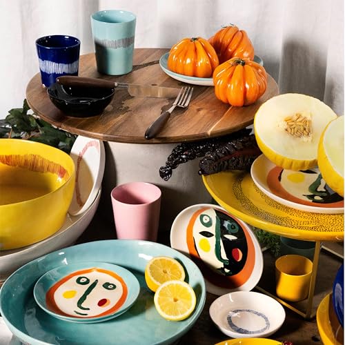 Serax Appetizer Plate | Feast tableware by Ottolenghi | 2 Starter Plates | Stoneware Dinnerware Set in white red | luxury Dishware Set for Dinner at Home, Party, Christmas | Kitchen Sets - size: Starter plate