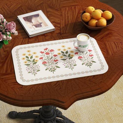 Vinyl Waterproof Placemats Set of 6 Rectangular,12"*17"-Bertina C | Wipeable Beautiful Print Place Mats,Stain Resistant,Heat Resistant,Everyday Meals,Kitchen,Dinning,Holiday,Decor - color: Bertina C