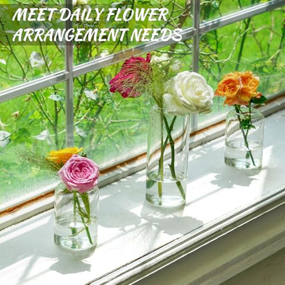 Glass Bud Vases Set of 24 - Clear Flower Vases for Centerpieces, Small Glass Vase Modern Bud Vase for Wedding Party Dining Table Centerpieces, Living Room Decorative, Home Decor - size: 24 Pcs