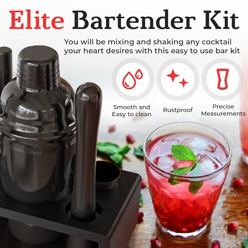 Highball & Chaser Cocktail Shaker Set: Bartender Kit for Home Bar Mixology Cocktail Bar Set Plus E-Book with 30 Recipes - color: Gunmetal