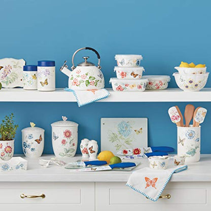 Lenox Butterfly Meadow Porcelain Utensil Holder, 4-Piece | includes 3 wooden utensils | floral design, gift for women, kitchen storage, kitchen essentials gift - style: Utensil Jar/Utensils