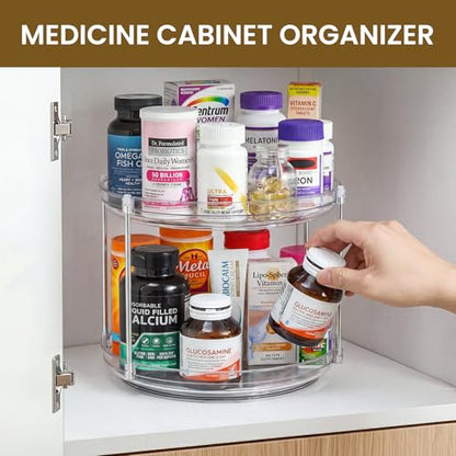 2 Tier Non-Skid Acrylic Lazy Susan Organizer - Rotating Spice Rack - Turntable Organization for Kitchen, Pantry, Countertop, Closet, Bathroom, Vanity, Medicine Cabinet Organizing,10'' - size: 10in