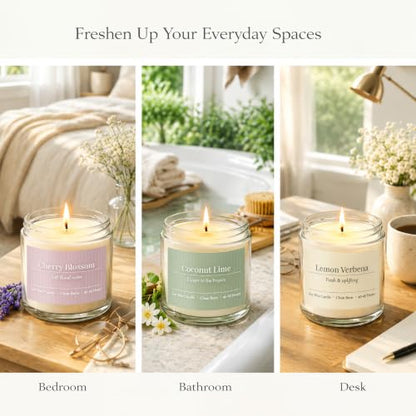 Scented Candles Gift Set,6 Pack Spring Summer Soy Wax Aromatherapy Candles | Lemon Verbena,Coconut Lime,Sea Salt Breeze, Citrus Basil, Eucalyptus Mint & Cherry Blossom - color: Spring Summer Collection