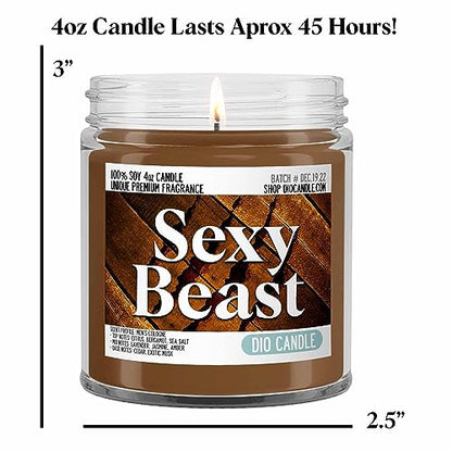 Sexy Beast Scented Candle - Smells Like Men's Cologne - 100% Naturally Vegan Soy and Premium Fragrance | Great Gift | Handmade in Denver, Colorado (4oz Glass Jar) - size: 4oz Glass Jar