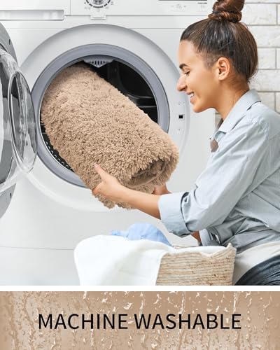 Toilet Rugs U-Shaped Mat 24x22, Contour Bathroom Mat - Ultra Soft & Absorbent Microfiber, Quick-Dry, Machine Washable with High Density Foam Latex Non Slip Backing, Beige - color: Beige, size: 24" X 22"(Toilet Rug)