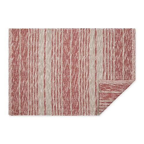 DII Woven Rag Rug Collection Recycled Yarn Variegated Rustic Stripe, 2x3', Cinnamon - color: Cinnamon