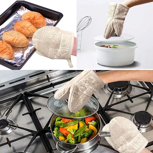 Mini Silicone Oven Mitts 2-Pack Set | Heat Resistant, Kitchen Mittens - color: Khaki, size: Mini Oven Mitts