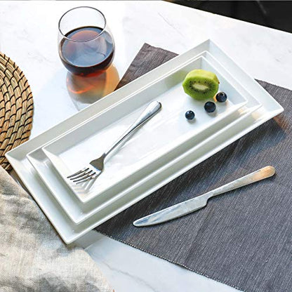 Sweese Serving Platter, 15.5/13.8/11.7 Inch Rectangle Porcelain Serving Trays, Serving Dishes for Entertaining, White Platters for Serving Food Party, Turkey Platter for Thanksgiving, Set of 3 - size: 15.5/13.8/11.7 Inch