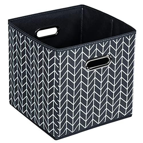 Black Foldable Storage Cubes Bins , Fabric Storage Box Cubes Organizer Baskets with Dual Handles for Home Organizer (Grey Wave) - color: Grey Wave, size: 1 Pack