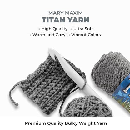 Mary Maxim Titan Bulky Yarn, Weight 5 Acrylic, Chunky Yarn for Crocheting and Knitting, Ideal for Thick, Soft Blankets, Throws, and Graph Style Sweaters, 80 Yards - Medium Grey - 1 Skein - color: Medium Grey
