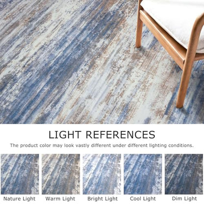 KOZYFLY Modern Abstract Washable Rug Runner 2x7 Hallway Runner Rug Non-Slip Soft Kitchen Runner Rugs, Print Blue Rust Striped Carpet Runner for Entryway Bathroom Laundry Room Foyer - color: Blue Rust White, size: 2' x 7' (Runner)