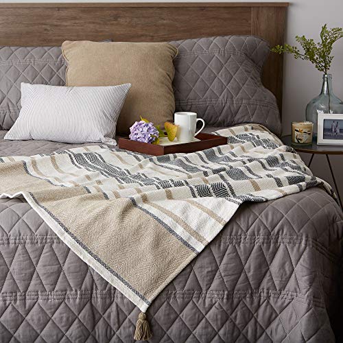 DII New Traditional, 2-Tone Chevron Stripe Throw, 50x60, Stone - color: Stone