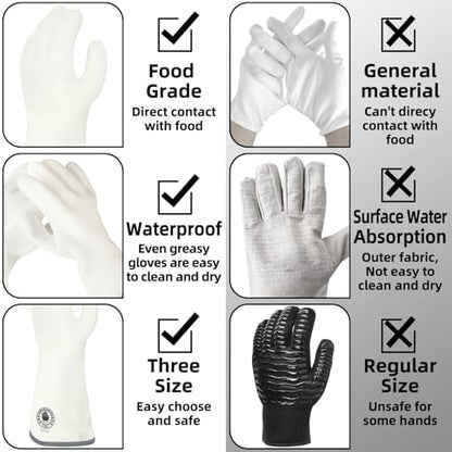 Silicone Oven Gloves, Heat Resistant Kitchen Oven Mitts, 1 Pair(8) | Food Grade, Waterproof, Easy Clean, Heat Proof, for Sourdough Baking, Kitchen Cooking, Grilling, Smoking, Frying, BBQ - color: White Standard, size: 8/M