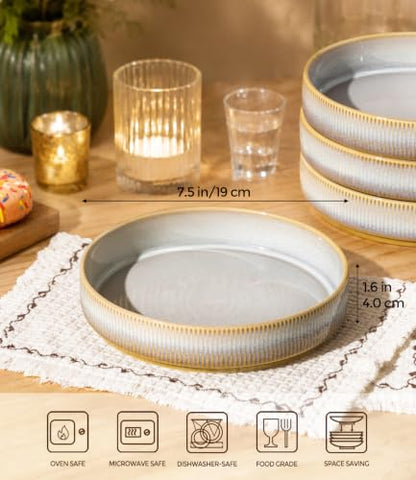 7.5" Ceramic Pasta Bowls Set of 4, Salad Bowls | Versatile Serving Bowls for Pasta, Salad, Fruit & Noodles, Housewarming & Wedding Gift, Autumn Haze - color: Autumn Haze, size: 7.5 Inch