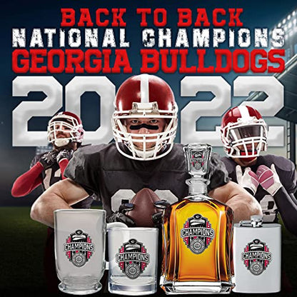 Heritage Pewter Georgia Bulldogs 2022 National Championship Stemless Glass Goblets – Set of 2 | 15 OZ Goblet Wine Glasses | Expertly Crafted Pewter Glass - style: Bulldog