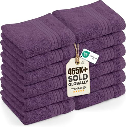 Utopia Towels 12 Pack Premium Wash Cloths, 12x12 in, 100% Cotton, Plum | Highly Absorbent Soft Feel Lightweight Washcloths - Premium Ring Spun Cotton, Ideal for Bathroom, Spa, Gym & Face - color: Plum
