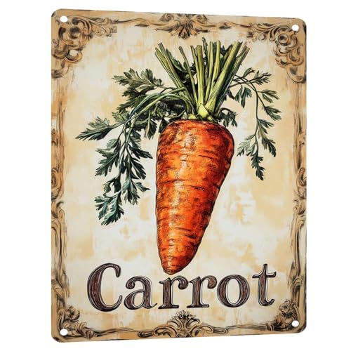 Carrot Vegetables Metal Tin Sign Vintage Farmhouse Wall Art for Kitchen Dining Room Home Wall Decoration 12x16 Inch - color: Carrot Metal Tin Sign, size: 12x16inch(30x40cm)