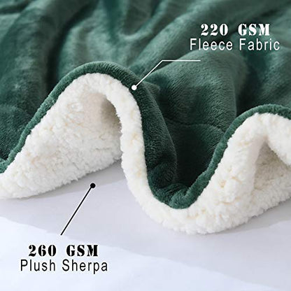 NANPIPER Throw Blanket Reversible Sherpa Flannel Blanket Super Soft Fuzzy Plush Fleece Microfiber for Bed/Couch(60"x80",Olive Green) - color: Olive Green, size: Twin