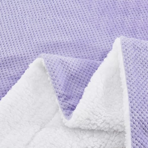 Waffle Sherpa Fleece Throw Blanket, Super Soft Fuzzy Warm, Lightweight Fluffy Reversible Plush Blanket for Bed Sofa Couch, 50 x 60 Inches Lilac - color: Lilac, size: 50x60 IN