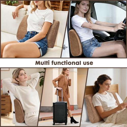 Large Lumbar Cushion Lumbar Support Pillow, Ergonomic Lumbar Pillow with Machine Washable, Help Relieve Pain of Back, Lumbar, Tailbone and Sciatic Nerve Support. (Light Brown) - color: Light Brown