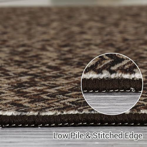 ROYHOME Hallway Runner Rug 2x8 Print Braided Washable Runner Rug for Entryway - color: Brown, size: 2' x 8' (Rectangular)