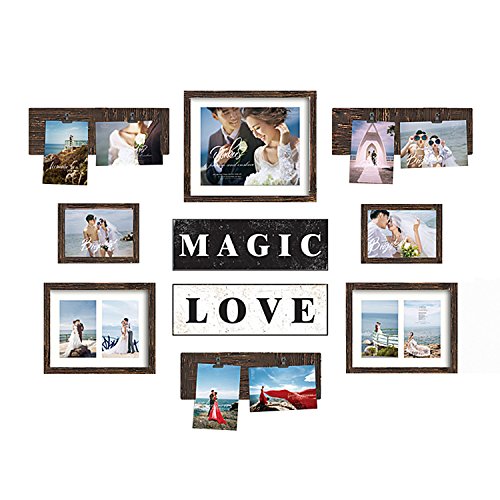 Jerry & Maggie - Photo Frame | Plaque College Frame - Magic Love Valentine Day Wall Decoration Combination - Brown PVC Picture Frame Selfie Gallery Collage W Hanging Template & Wall Mounting Design - color: Black, size: 10 Pack