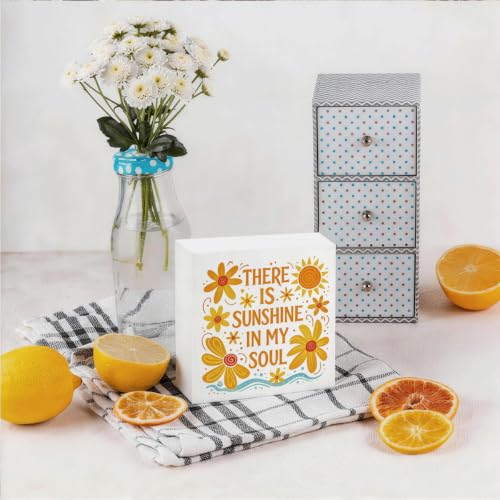 5x5 Inch Farmhouse Wooden Box Decor 006 - color: White
