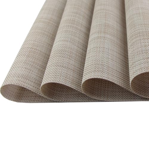 Table Mats Placemats Set of 6 Placemats Washable Easy to Clean Place Mats PVC Placemat (Beige) - color: Beige, size: placemats set of 6