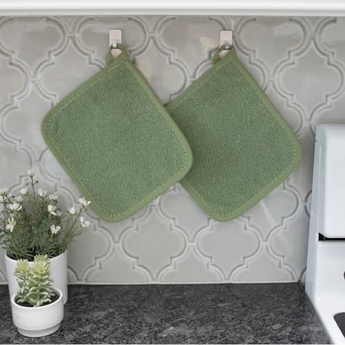 RITZ Terry Potholder & Hot Pad: Unparalleled Heat Resistant, Durable 100% Cotton – Ergonomically Designed for Optimal Grip – Easy-Care Machine Washable – 2-Pack, Juniper - color: Juniper, size: 2-Pack