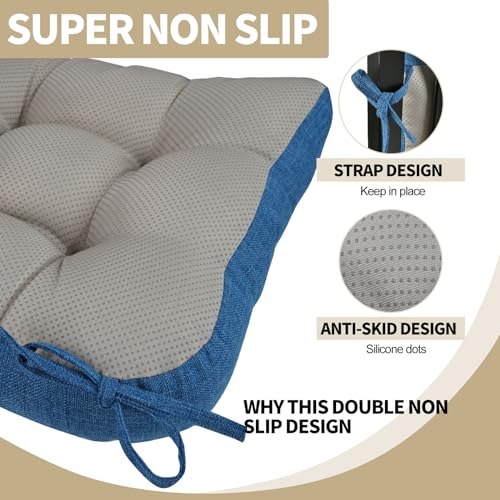BUYUE Chair Cushion Set for Rocking Chair, Back Pillow & Seat Cushion with Ties, Original Woven Fabric Non-Slip Chair Pads for Elderly Sitting, Blue - color: Blue