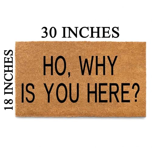 Funny Coir Welcome Doormat for Porch & Entrance - Personalized Rug, Heavy-Duty PVC Backing, Non-Slip, 30 x 18 inch - color: Ho Why You Are Here